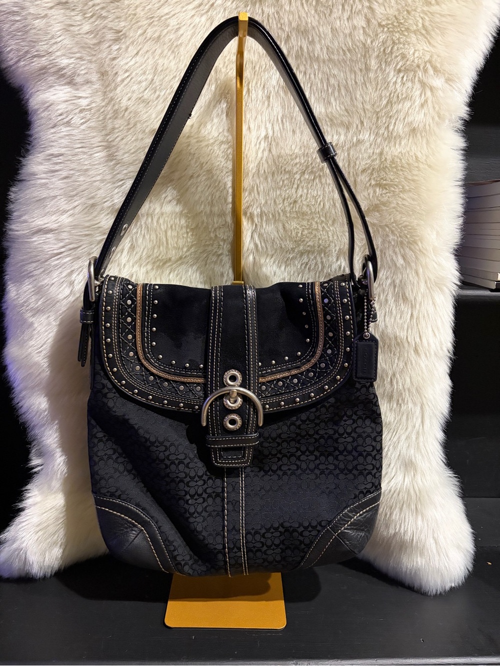 Vintage Coach Soho Studded flap shoulder bag